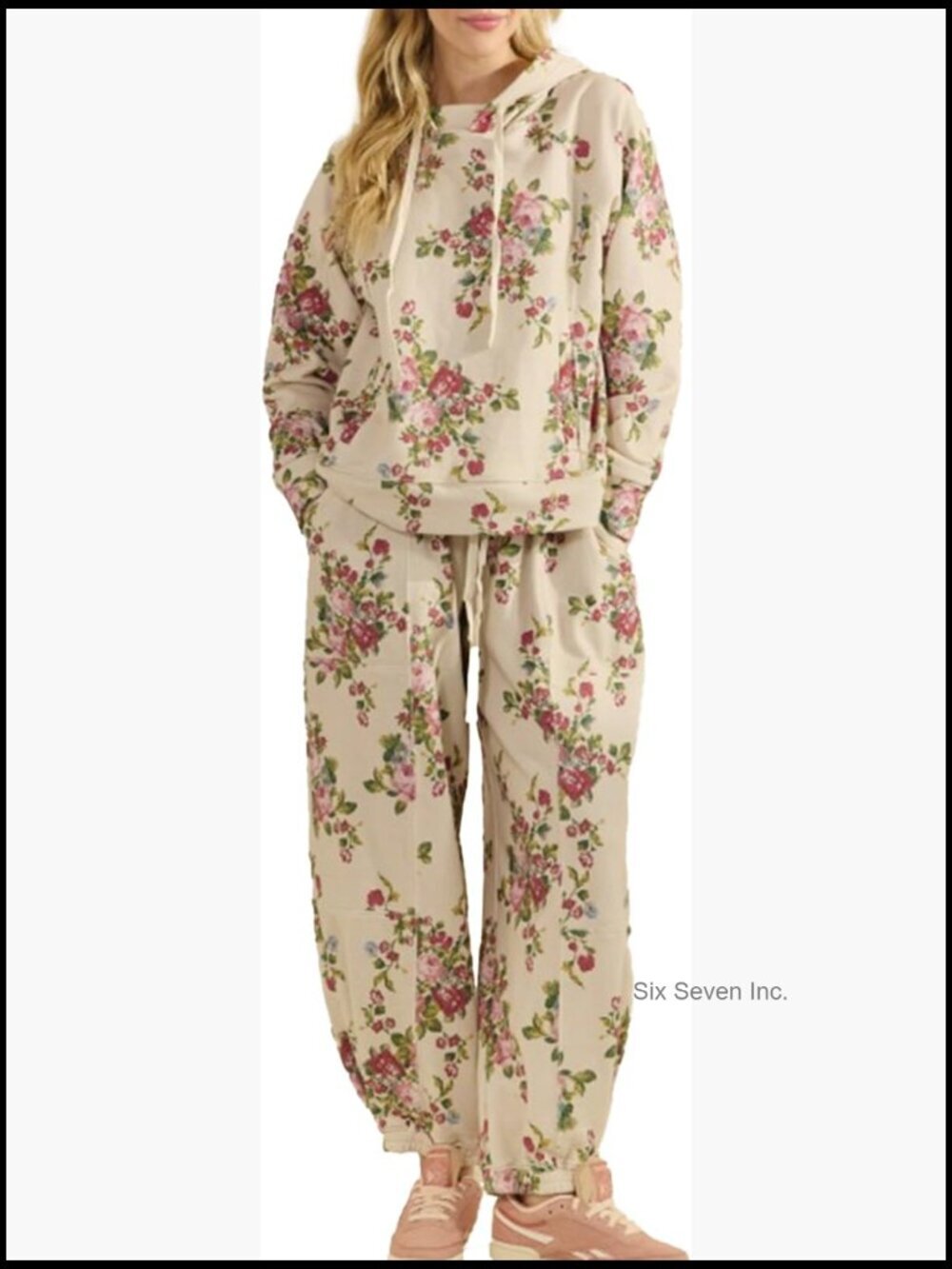 Long Sleeve Hooded Oversized Sweatshirt Drawstring Wide Leg Sweatpants Set